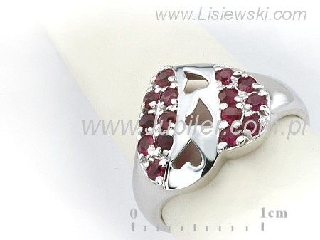 Złoty pierścionek z rubinami białe złoto - b7902rubin — zdjęcie 3