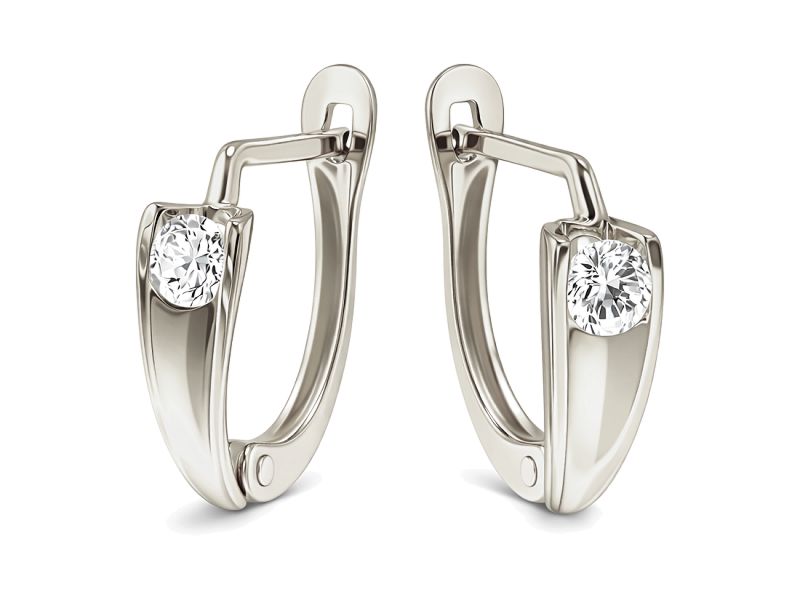 Złote kolczyki z brylantami białe złoto - b8027br_SI_H