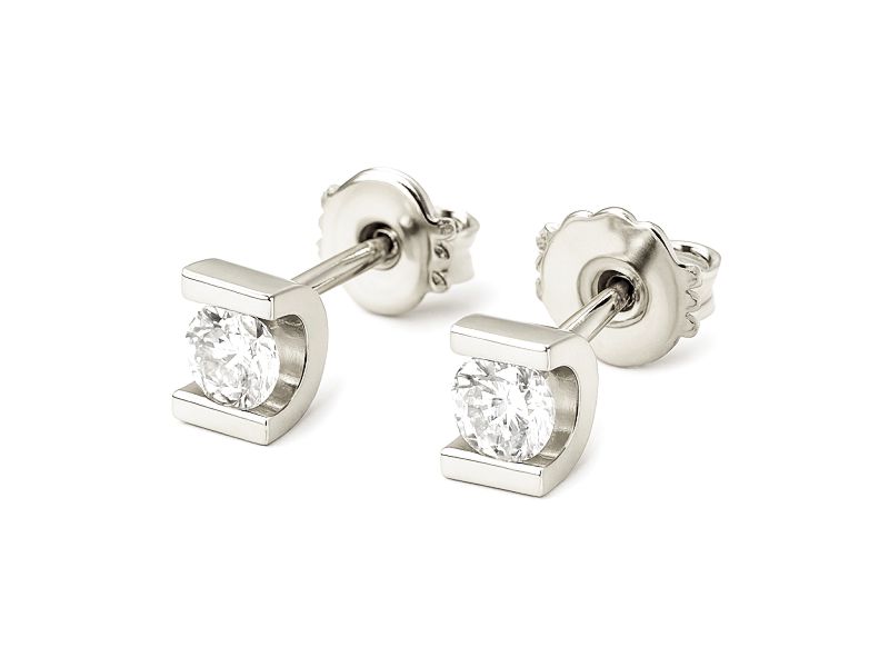 Złote kolczyki z brylantami białe złoto - b9073br_SI_H