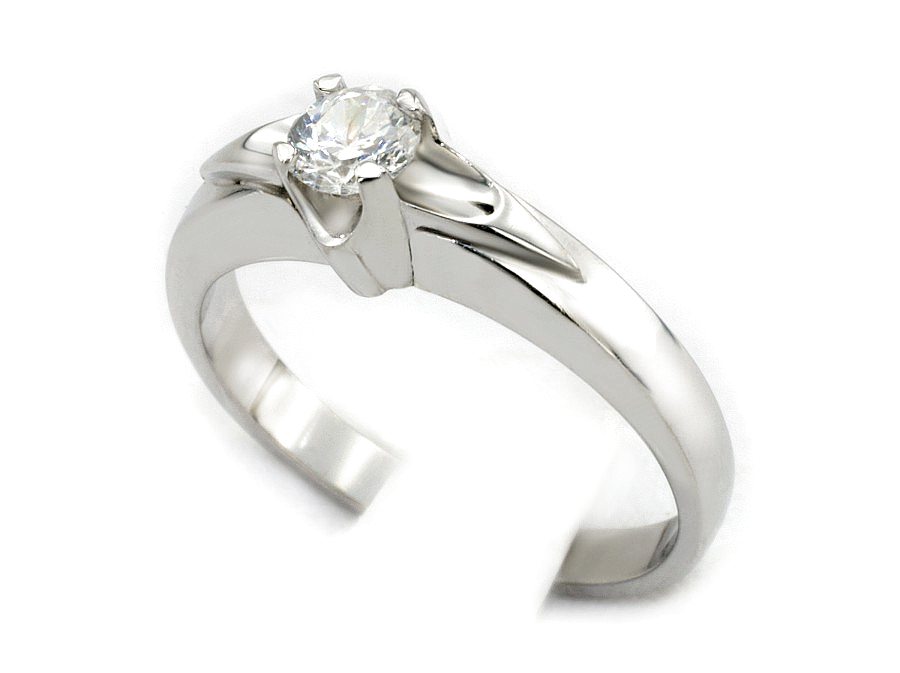 Złoty pierścionek z brylantem białe złoto - b_686b