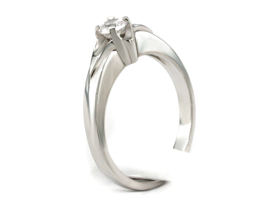 Złoty pierścionek z brylantem białe złoto - b_686b — zdjęcie 3