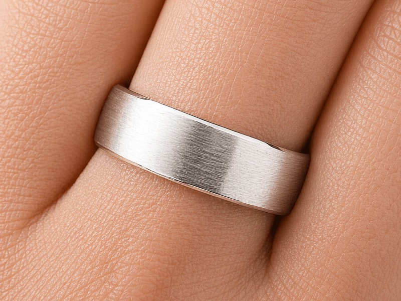 Obrączka białe złoto matowa - b_obr0001 — zdjęcie 3