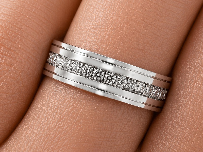 Obrączka z brylantami białe złoto - b_obr0009 — zdjęcie 3