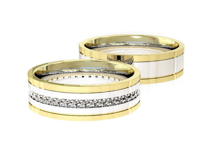 Obrączki ślubne soczewkowe z diamentami - b_obry4 — zdjęcie 2