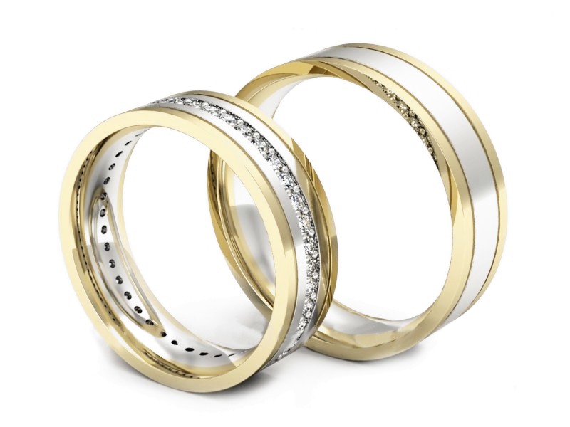 Obrączki ślubne z diamentami dwukolorowe złoto - b_obry4_o — zdjęcie 3