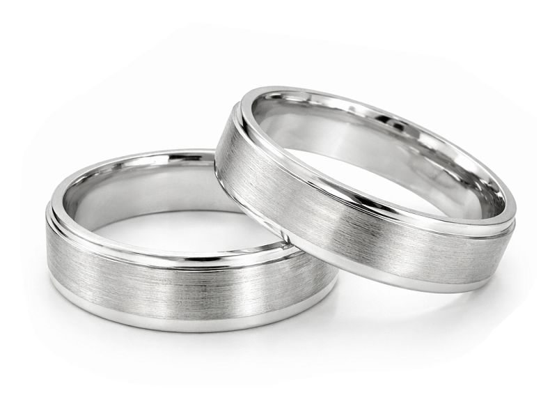 Obrączki ślubne białe złoto obrączki klasyczne - b_s308 — zdjęcie 2