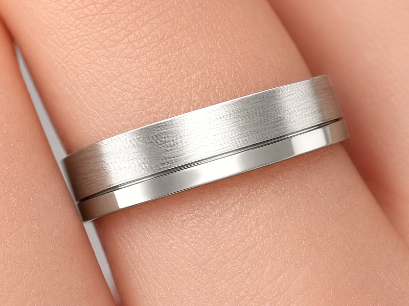 Obrączka białe złoto płaska soczewkowa - b_s322m — zdjęcie 3