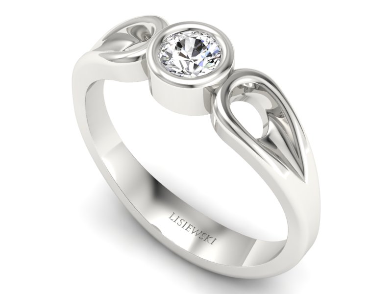 Złoty pierścionek z brylantem białe złoto - b_w00019br_VS_H — zdjęcie 3