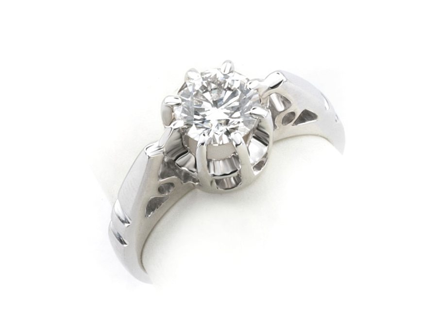 Złoty pierścionek z brylantem białe złoto - bg1010_S1_g — zdjęcie 3