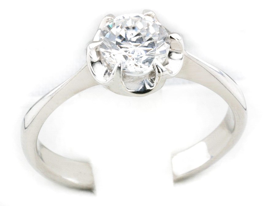 Złoty pierścionek z brylantem białe złoto - bg1012br_Si_H