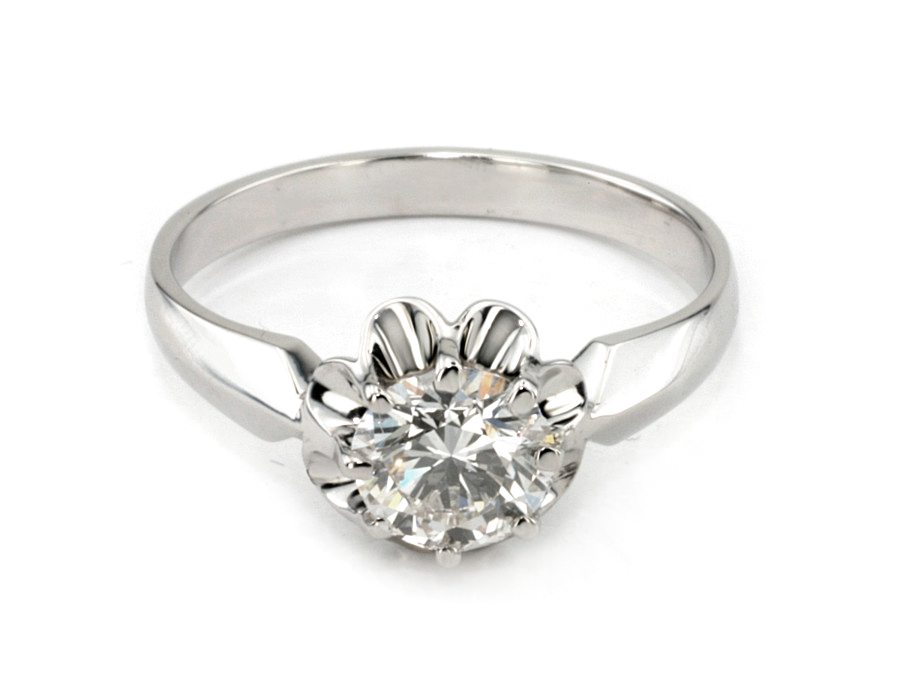 Złoty pierścionek z brylantem białe złoto - bg1014br_Vs_G — zdjęcie 2