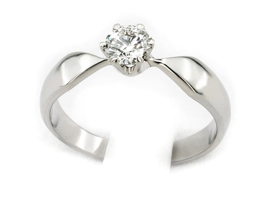 Złoty pierścionek z brylantem białe złoto - bg1051_VS1_H_24