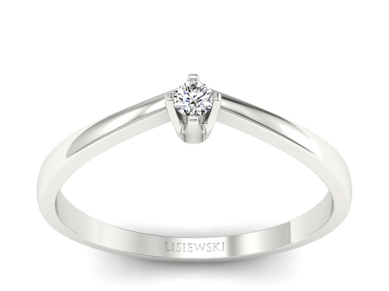 Złoty pierścionek z brylantem białe złoto - bg1100br_Si_H