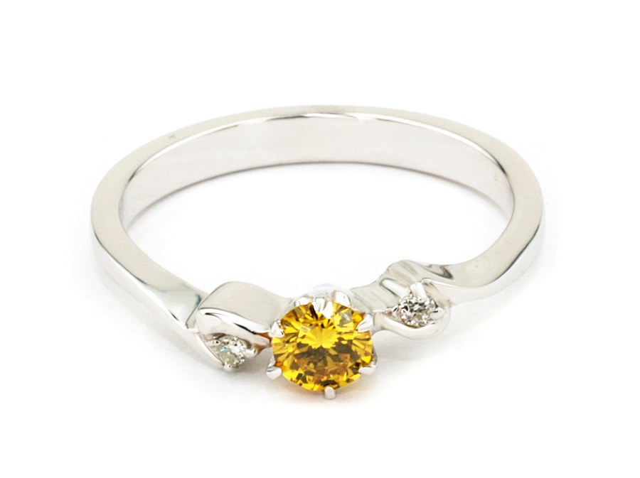 Pierścionek z brylantem i diamentami - bjg1032gold_2_75_p — zdjęcie 3