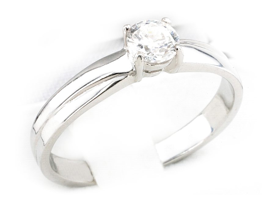 Złoty pierścionek z brylantem białe złoto - bjg1040br_VS_H