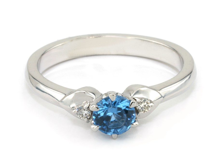 Złoty Pierścionek białe złoto ze spinelem i brylantami - bjg1043_spin — zdjęcie 2