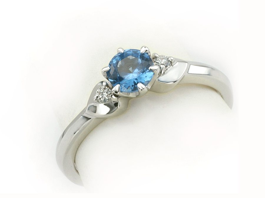 Złoty Pierścionek białe złoto ze spinelem i brylantami - bjg1043_spin — zdjęcie 3