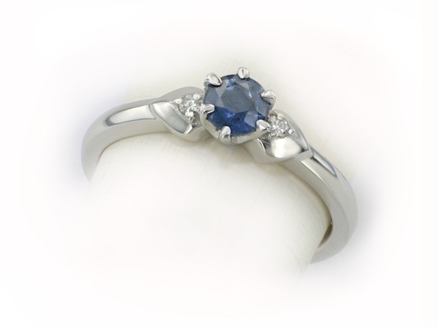 Pierścionek z szafirem i brylantem - bjg1043sz_br — zdjęcie 2