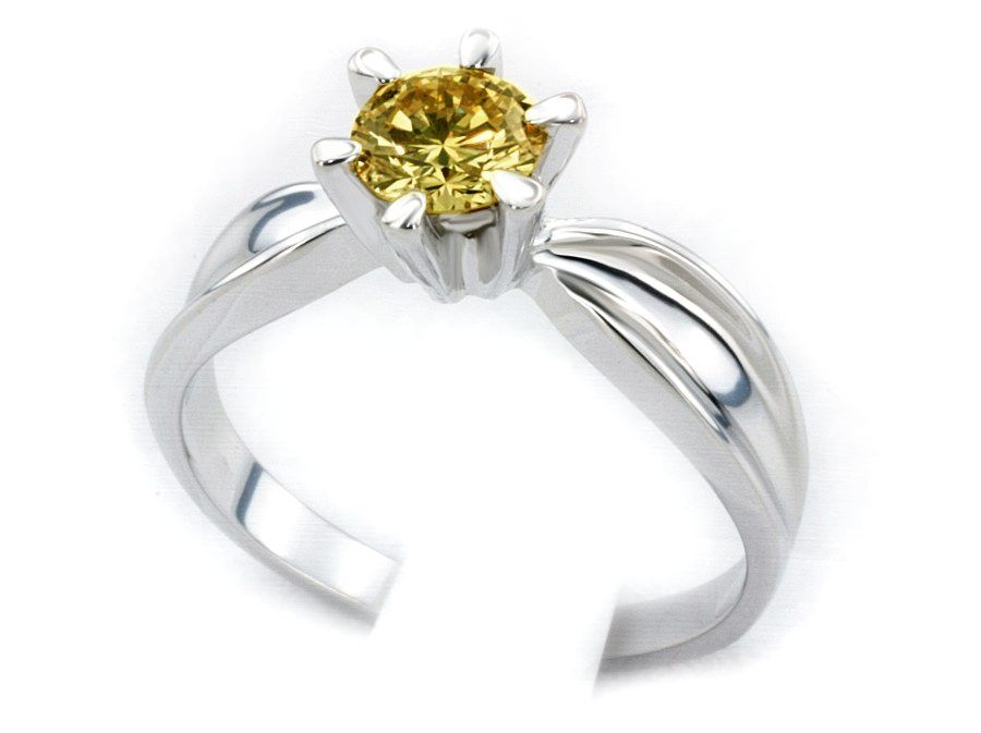 Złoty Pierścionek złoty z brylantem koloru gold amber - bjg1044_goldamber