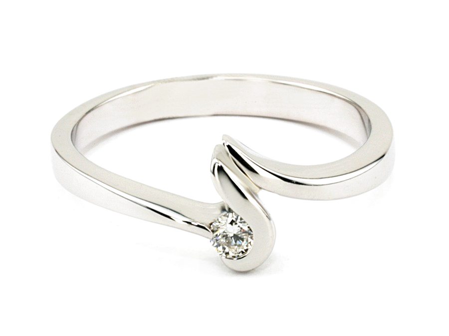 Złoty pierścionek z brylantem białe złoto - bjg104br_SI1_H — zdjęcie 2