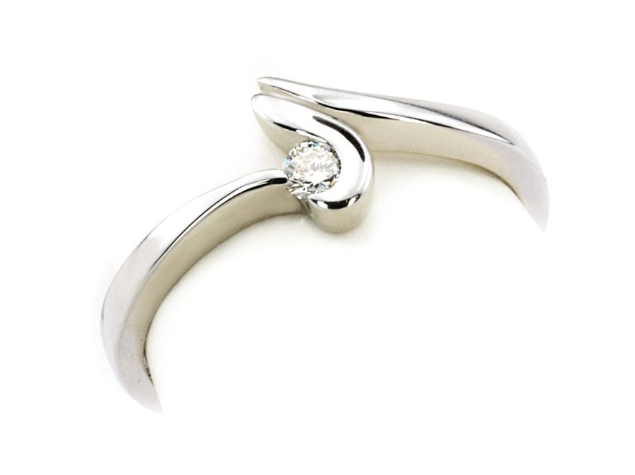 Złoty pierścionek z brylantem białe złoto - bjg104br_SI1_H — zdjęcie 3