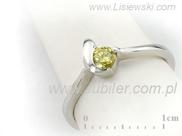 Złoty Pierścionek z brylantem białe złoto barwa lemon - bjg105lemon