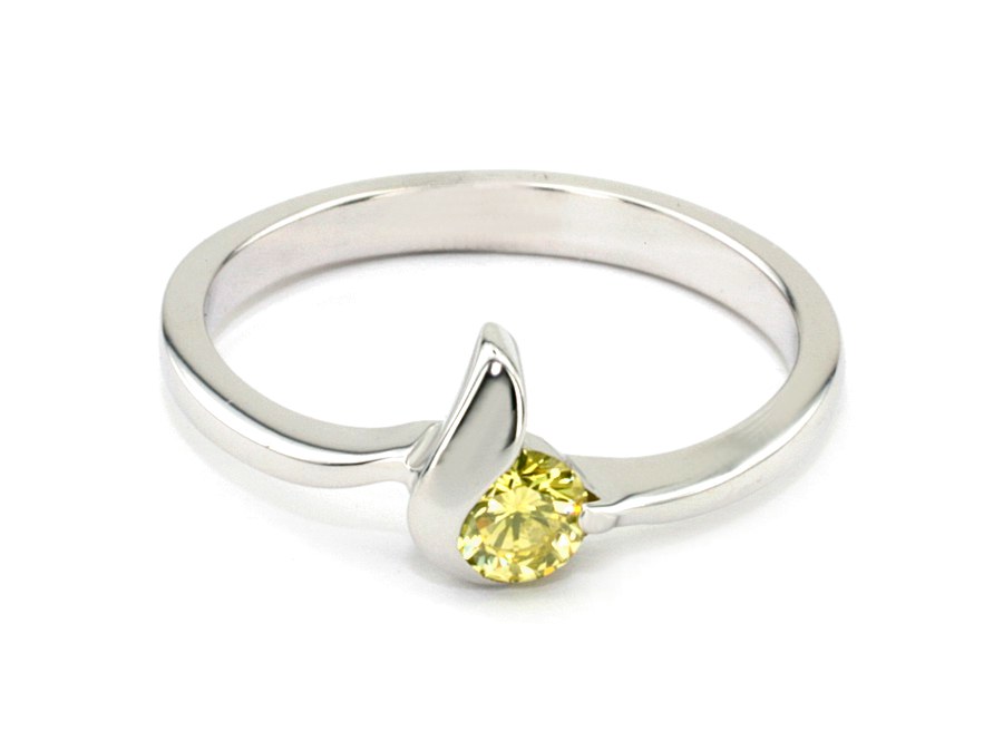 Złoty pierścionek z brylantem białe złoto - bjg105lemon — zdjęcie 3