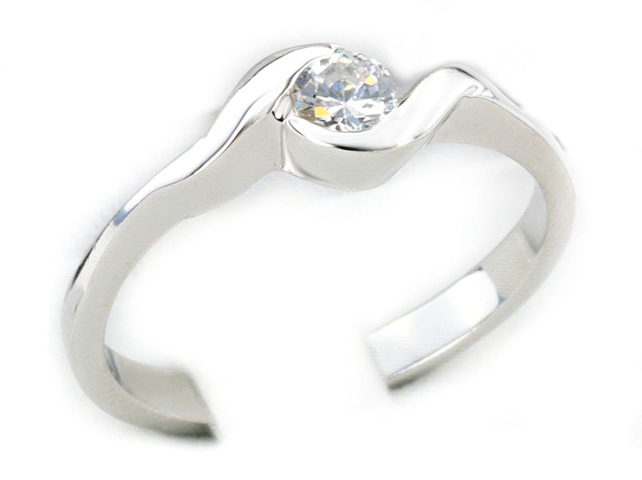 Złoty pierścionek z brylantem białe złoto - bjg107br_Si_H