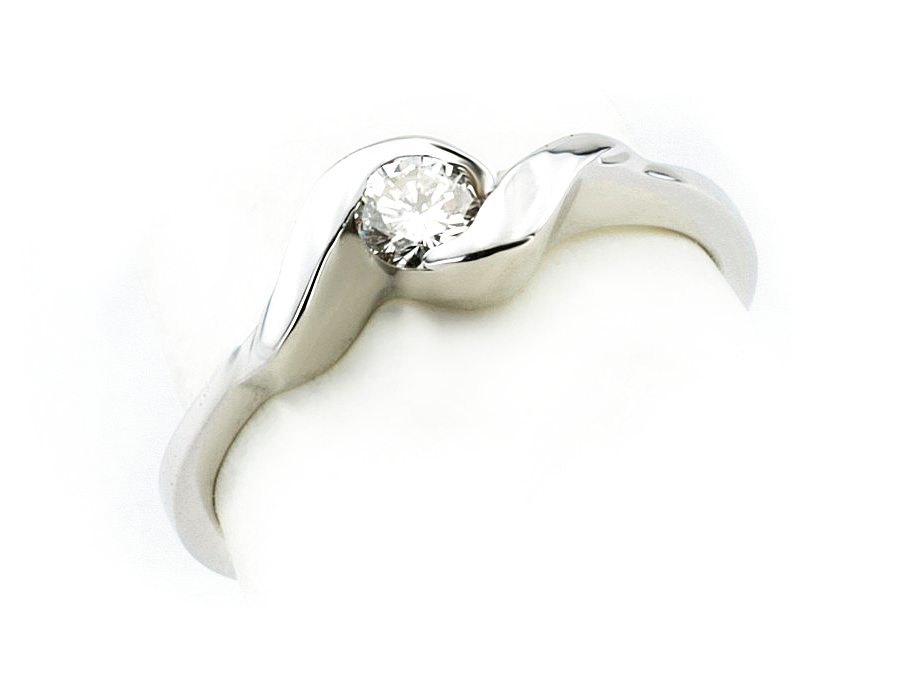 Złoty pierścionek z brylantem białe złoto - bjg107br_Vs1_H — zdjęcie 3