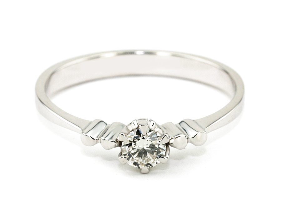 Złoty pierścionek z brylantem białe złoto - bjg1114br_Vs1_H — zdjęcie 2