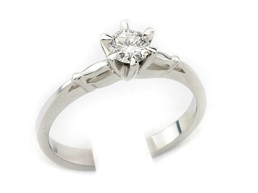 Złoty pierścionek z brylantem białe złoto - bjg1131br_VVS_F