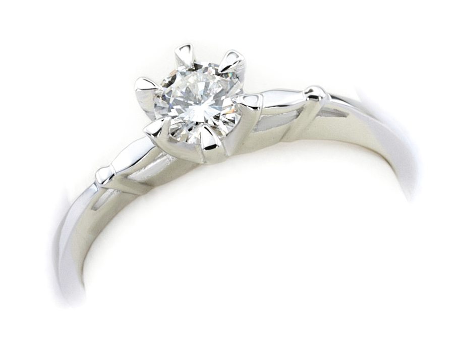 Złoty pierścionek z brylantem białe złoto - bjg1131br_VVS_F — zdjęcie 3