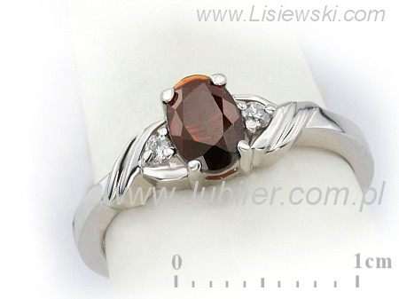 Złoty pierścionek z granatem i brylantami - bjg307br_Si_H — zdjęcie 3