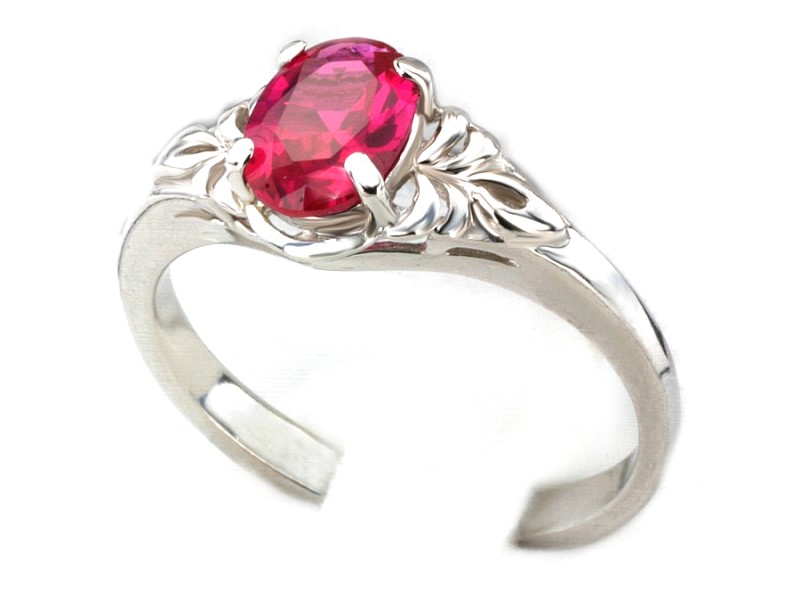 Złoty pierścionek z syntetycznym rubinem - bjg3113