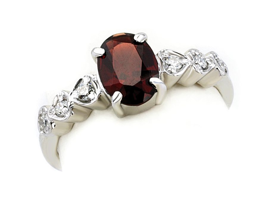 Złoty pierścionek z granatem i brylantami - bjg318br_granat — zdjęcie 3