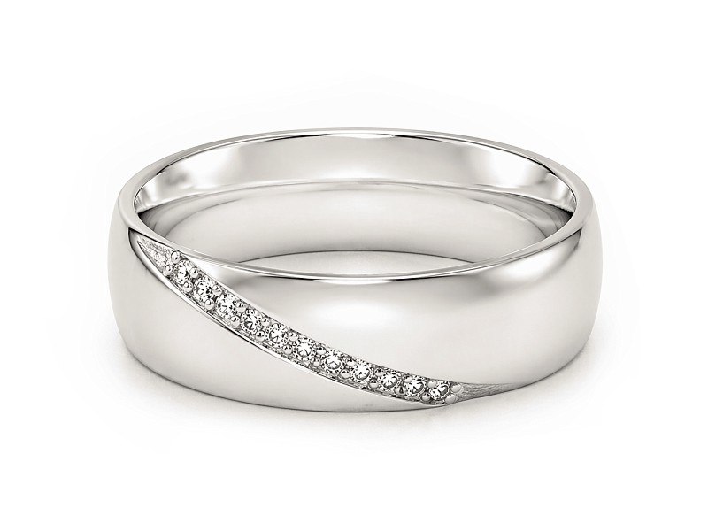Pierścionek Obrączka z brylantami białe złoto - bs305d — zdjęcie 2