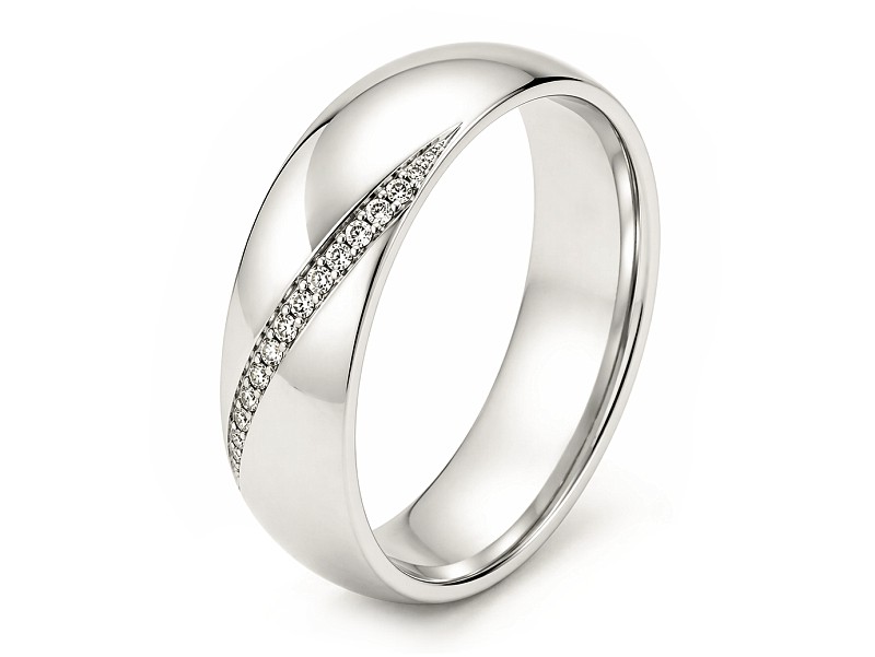 Pierścionek Obrączka z brylantami białe złoto - bs305d