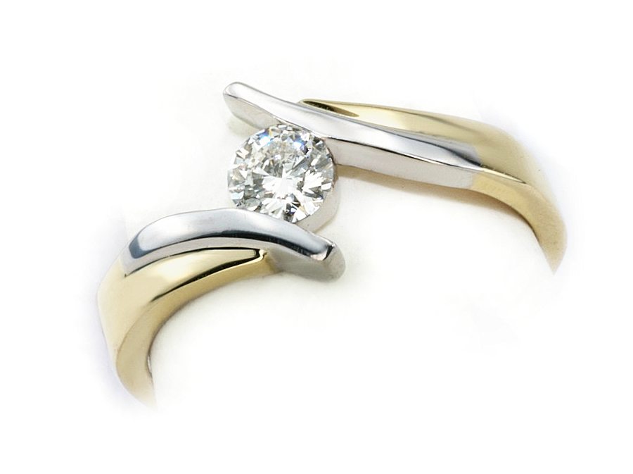 Pierścionek zaręczynowy z diamentem złoto - bz20041br — zdjęcie 3