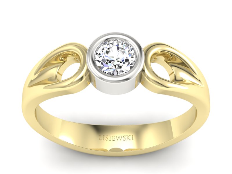 Pierścionek z diamentem żółte białe złoto - bz_w00019br_SI_H