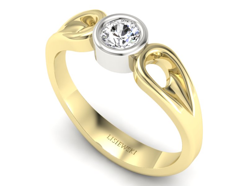 Pierścionek z diamentem żółte białe złoto - bz_w00019br_SI_H — zdjęcie 3