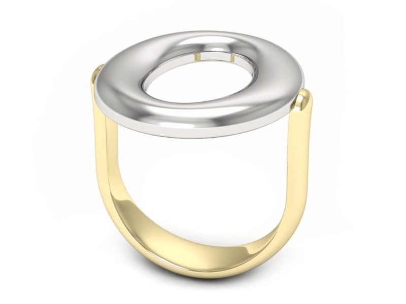 Złoty pierścionek z białego i żółtego złota - bzw00017 — zdjęcie 3