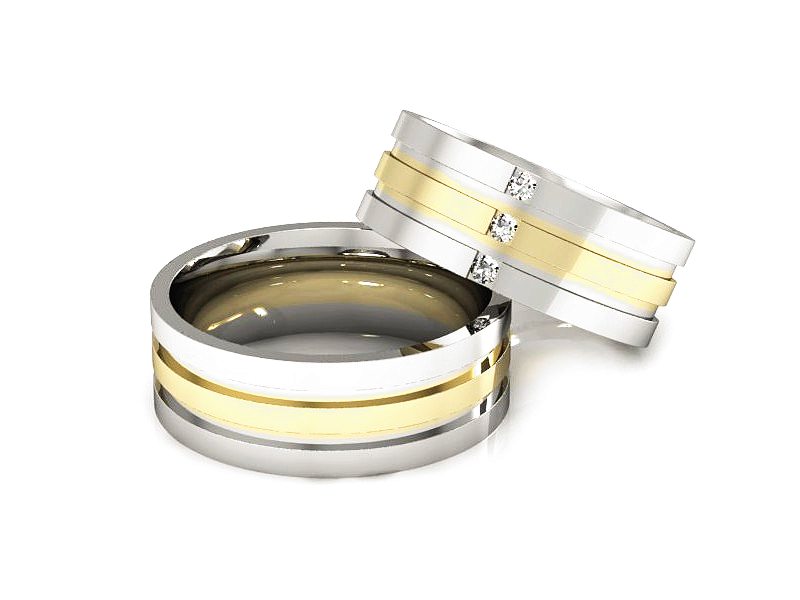 Obrączki ślubne z brylantami złoto - CP70130T58zb — zdjęcie 2