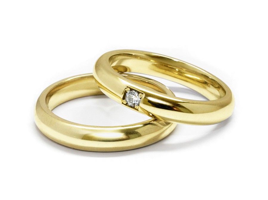 Obrączki ślubne z cyrkoniami żółte złoto 585 - CS35205502 - 1