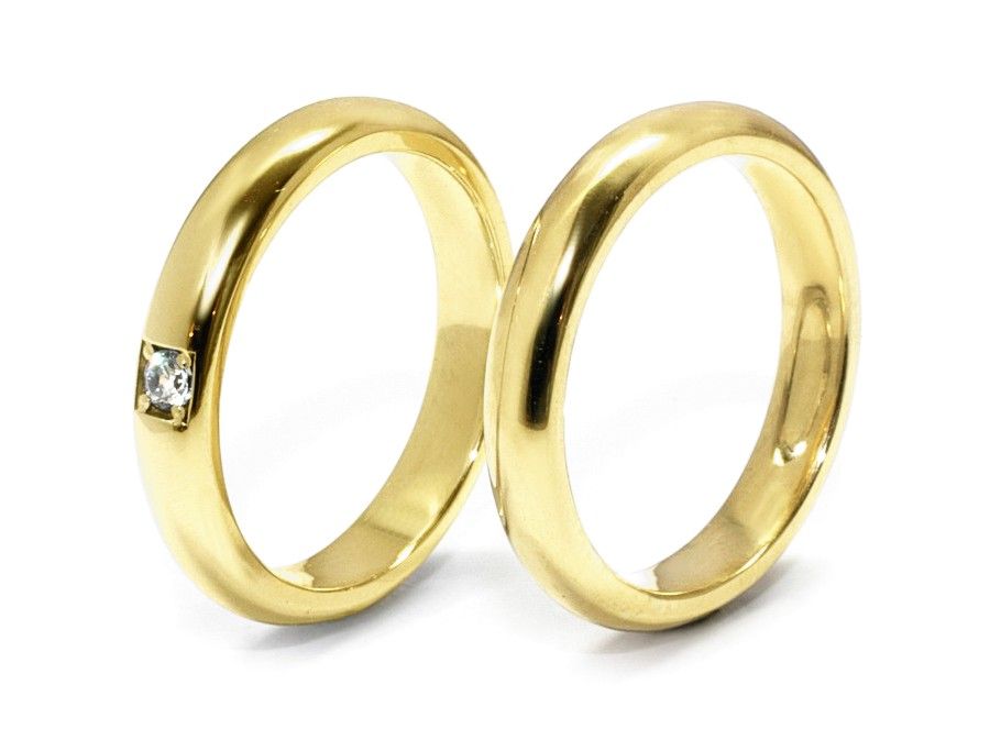 Obrączki ślubne z cyrkoniami żółte złoto 585 - CS35205502 - 3