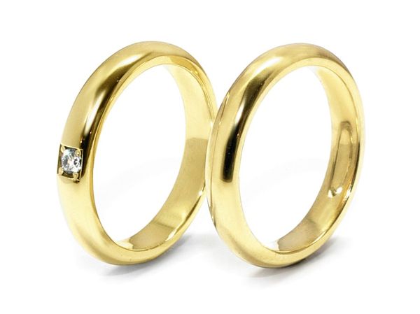 Obrączki ślubne z cyrkoniami żółte złoto 585 - CS35205502
