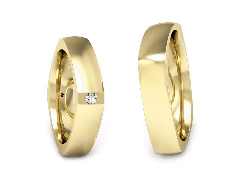 Złote Obrączki ślubne z cyrkoniami złoto 585 - CS50140T48Z - 1