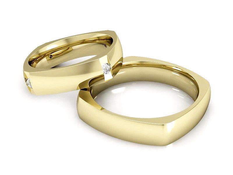 Złote Obrączki ślubne z cyrkoniami złoto 585 - CS50140T48Z - 2