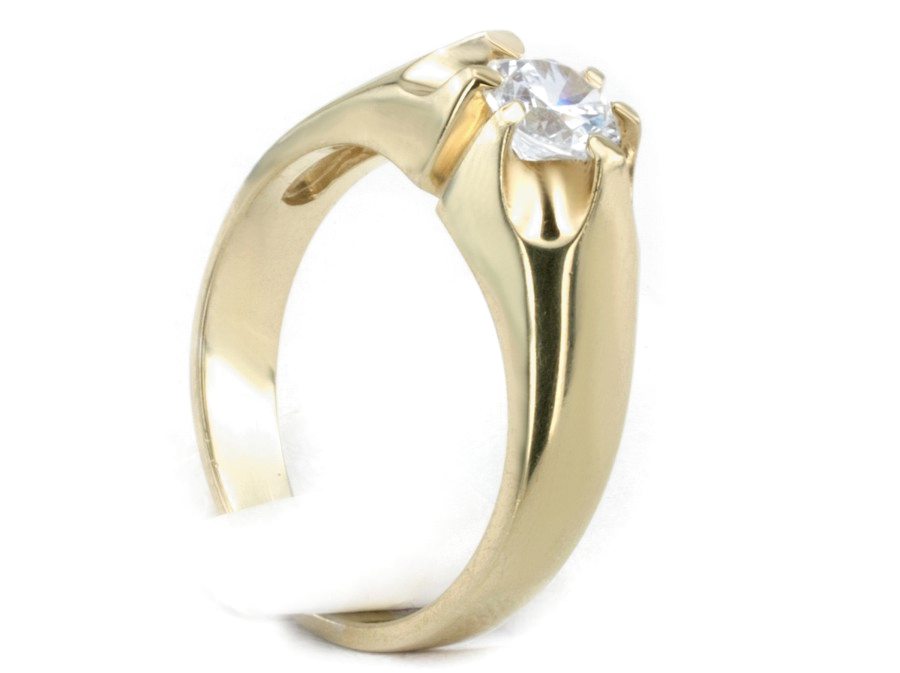 Złoty pierścionek z brylantem żółte złoto - g1035 — zdjęcie 3