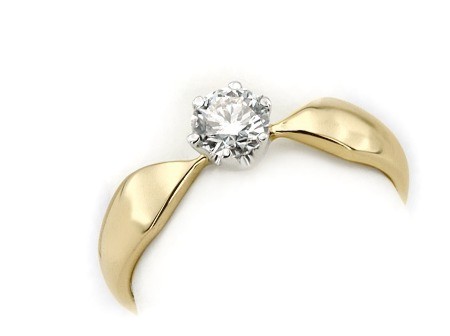 Złoty pierścionek zaręczynowy z brylantem - g1051bz — zdjęcie 3