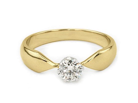 Złoty pierścionek zaręczynowy z brylantem - g1051bz — zdjęcie 2